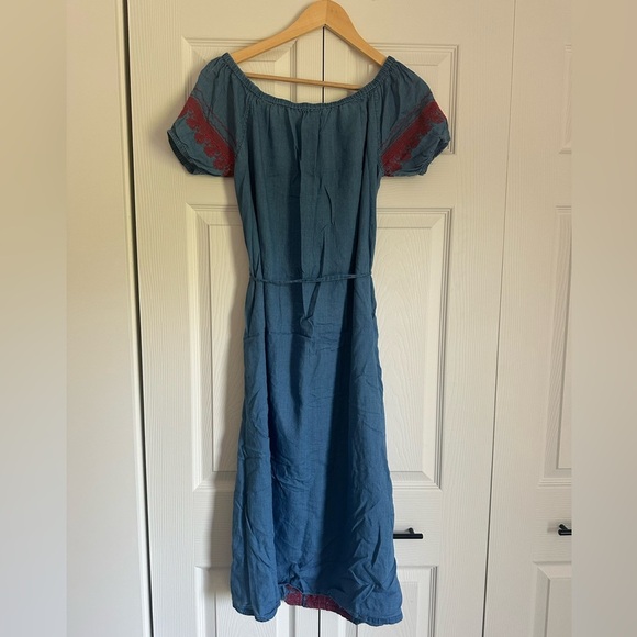 Madewell (as seen in VOGUE) Elegant Blue and Red Women's Dress - Picture 3 of 9